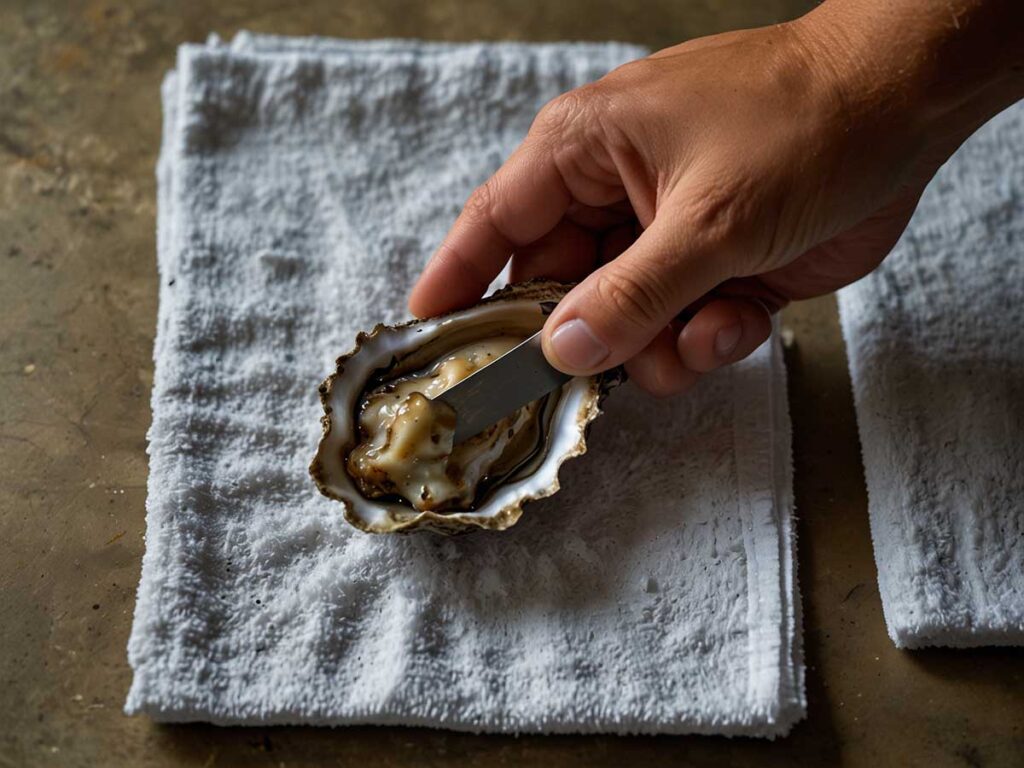 Shucking oysters safely with a knife