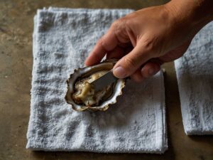 Shucking oysters safely with a knife