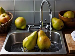 Washing and slicing pears for air frying