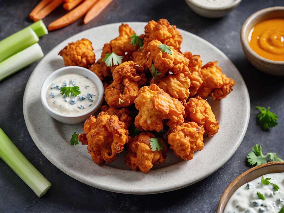 air fryer buffalo cauliflower bites