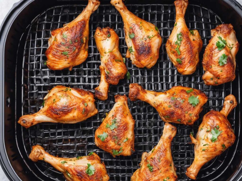 Arranging Drumsticks in Air Fryer and Cooking