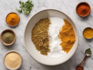 Combining Ingredients for Tandoori Marinade