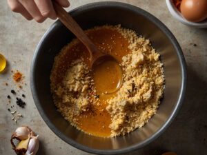 Mixing honey mustard marinade for pork chops