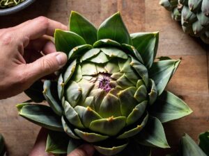 Removing tough outer leaves from an artichoke