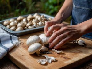 Cleaning mushrooms for stuffing