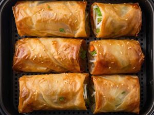 Cooked Golden and Crispy Spring Rolls