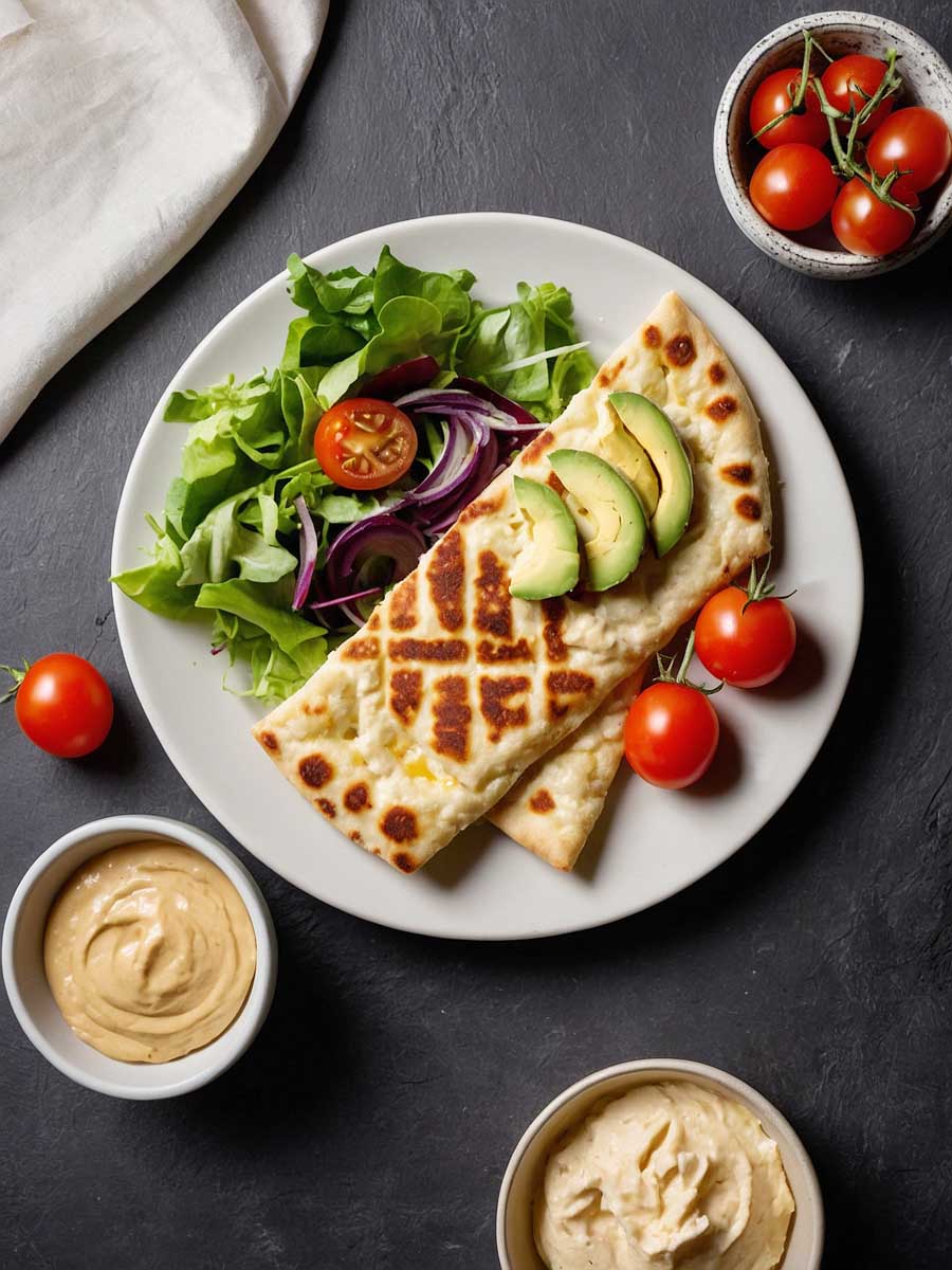 Crispy golden cottage cheese flatbread freshly cooked in air fryer