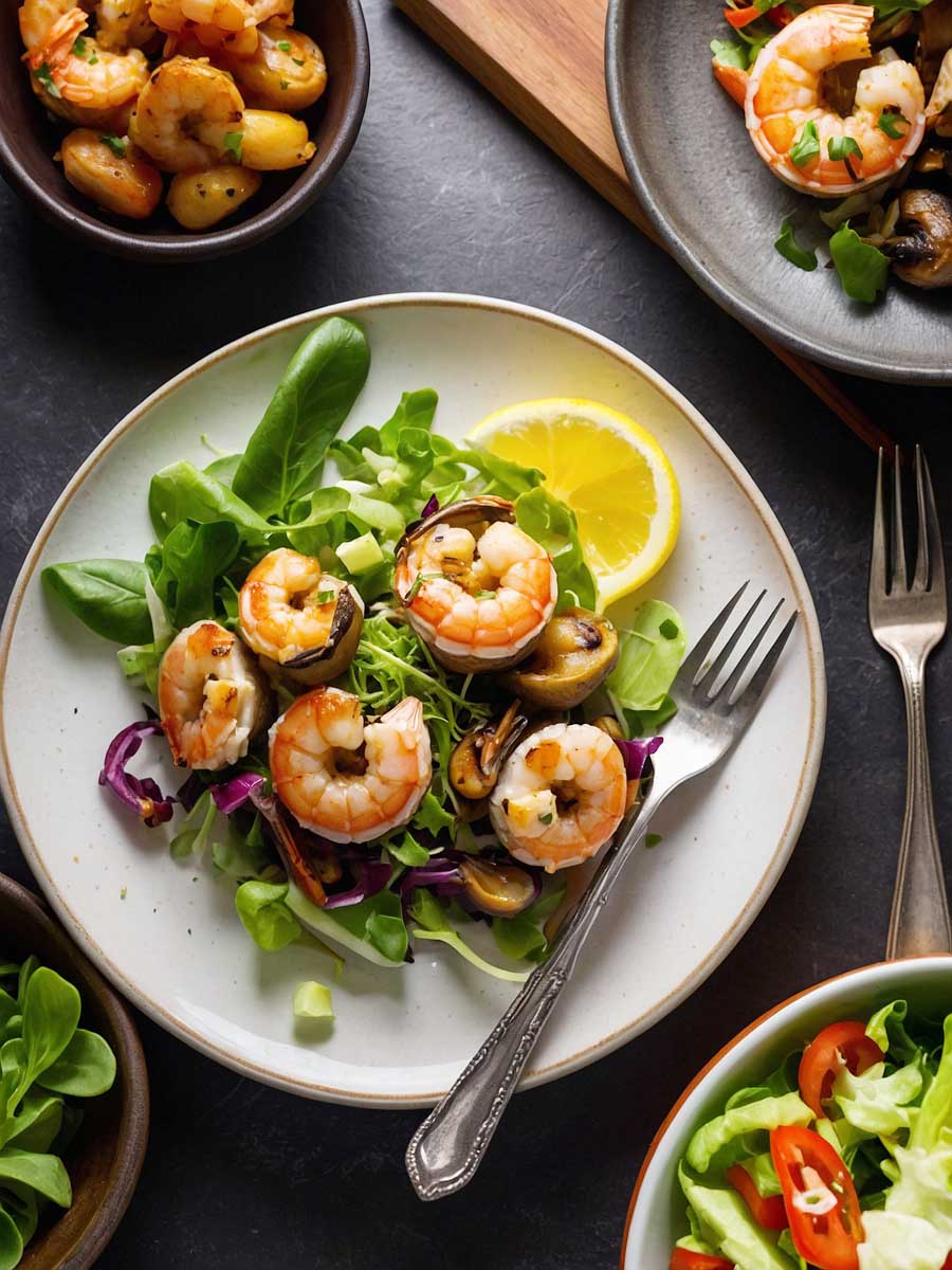 Crispy Golden Shrimp Stuffed Mushrooms Freshly Cooked in Air Fryer