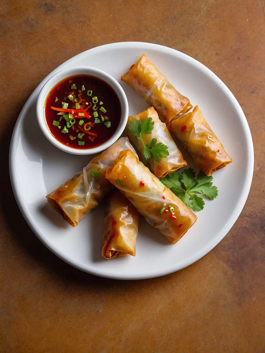 Serving spring rolls with Sweet Chili Sauce