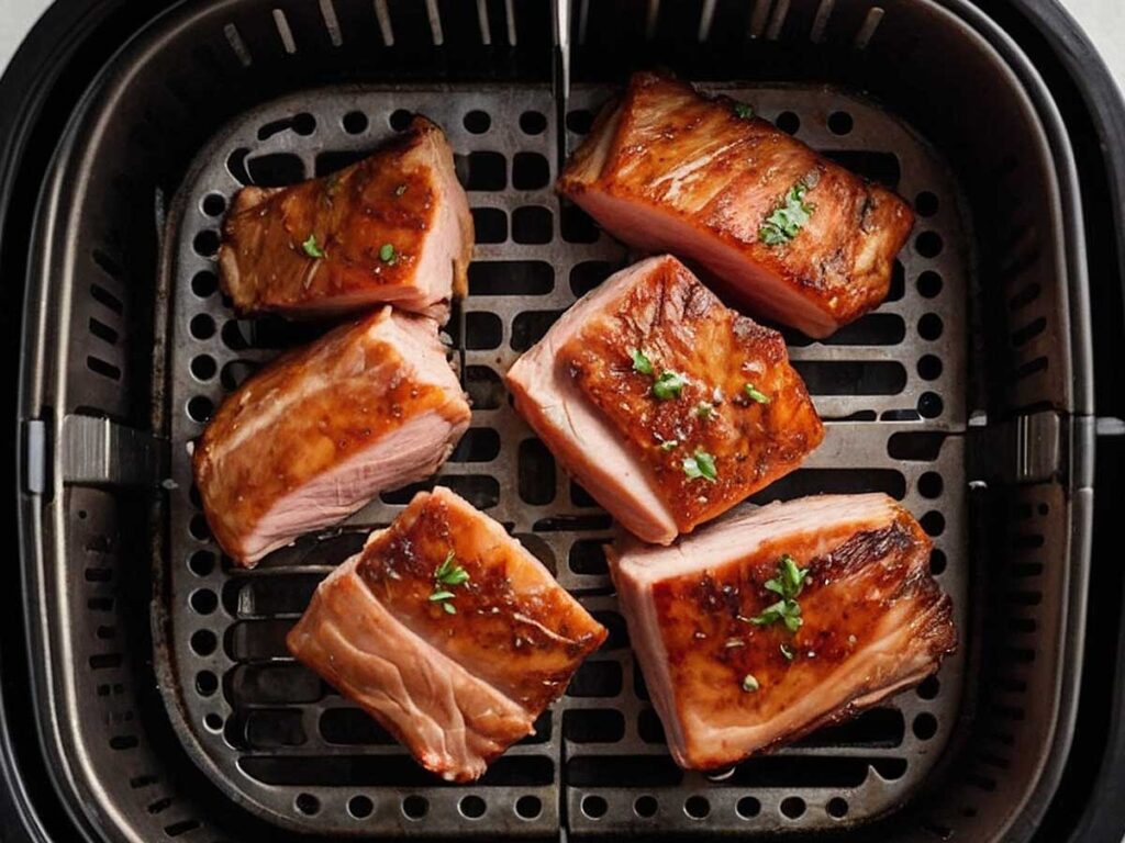 Turning pork loin in air fryer halfway through cooking