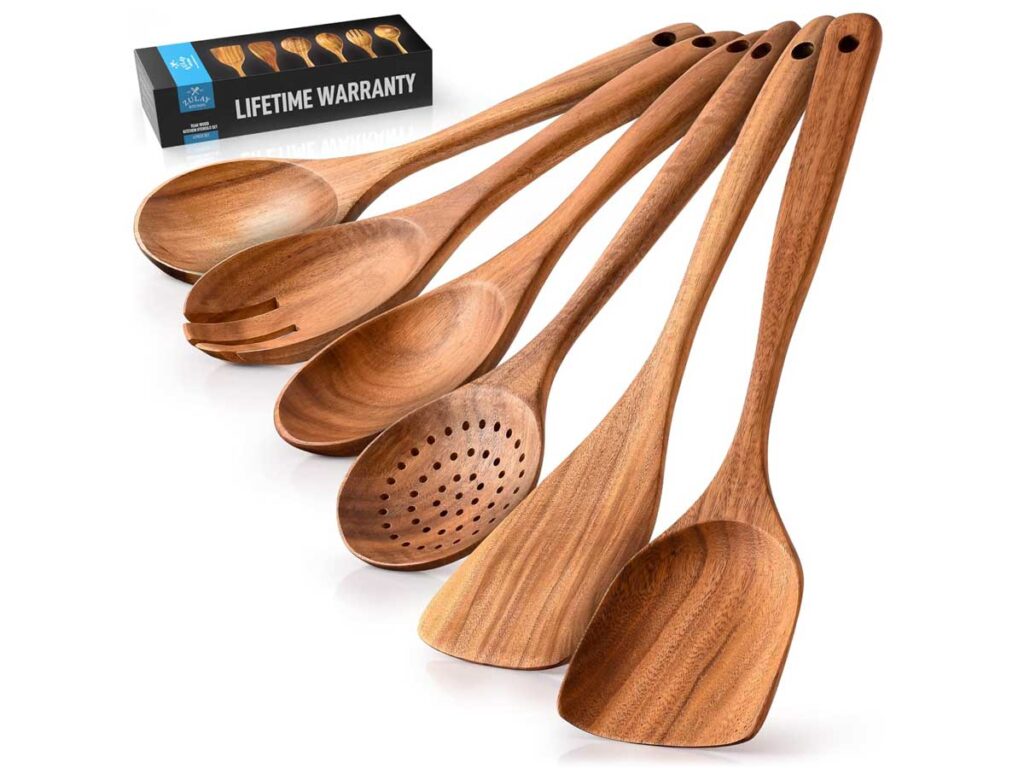Zulay Kitchen 6-Piece Wooden Spoons