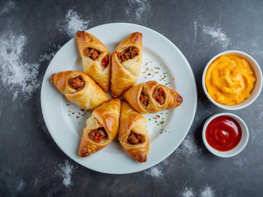 Serve cooked Trader Joe’s Pastry Pups with various sides on a plate