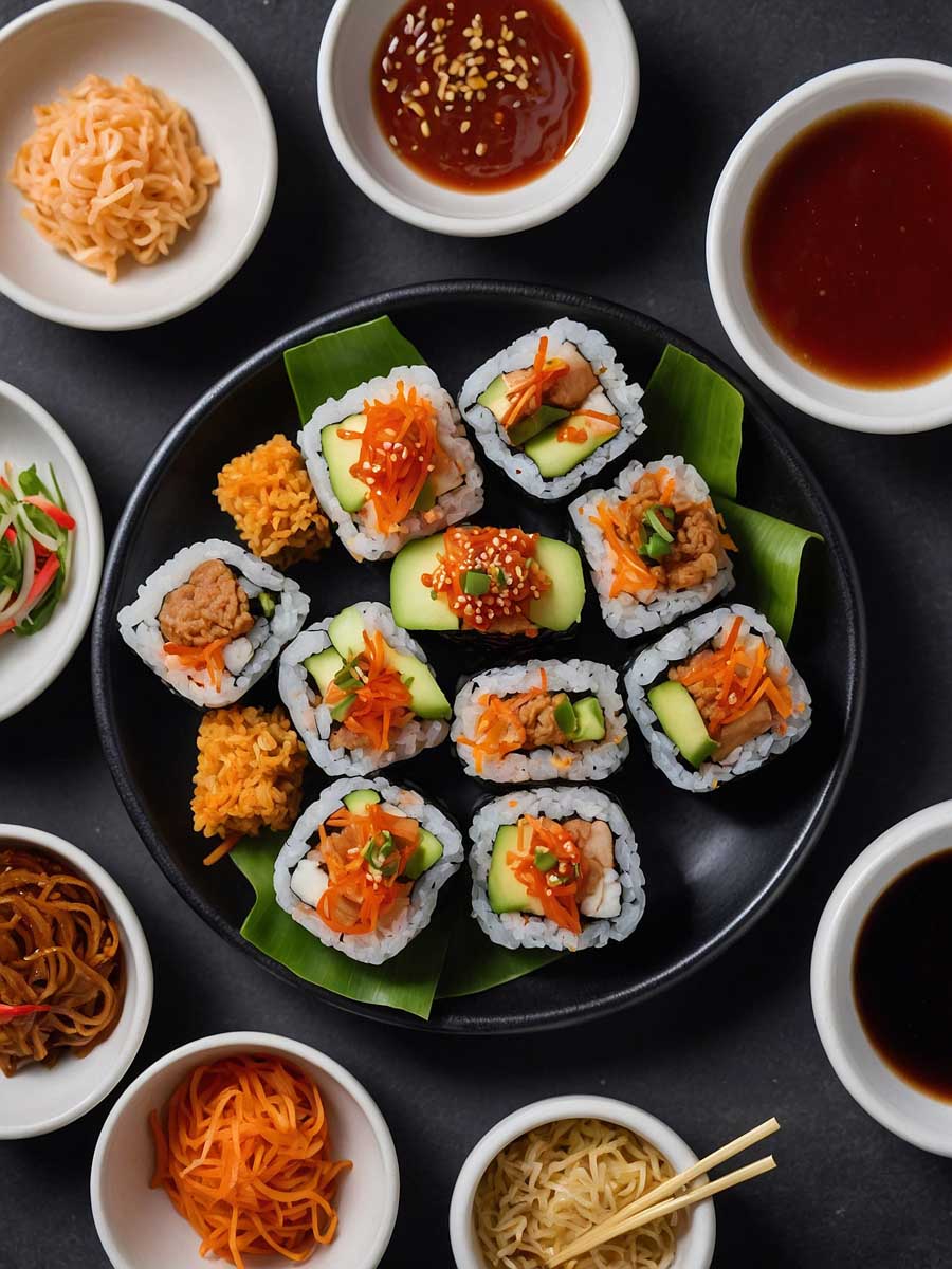 Serving Cooked Trader Joe’s Kimbap With Dipping Sauce
