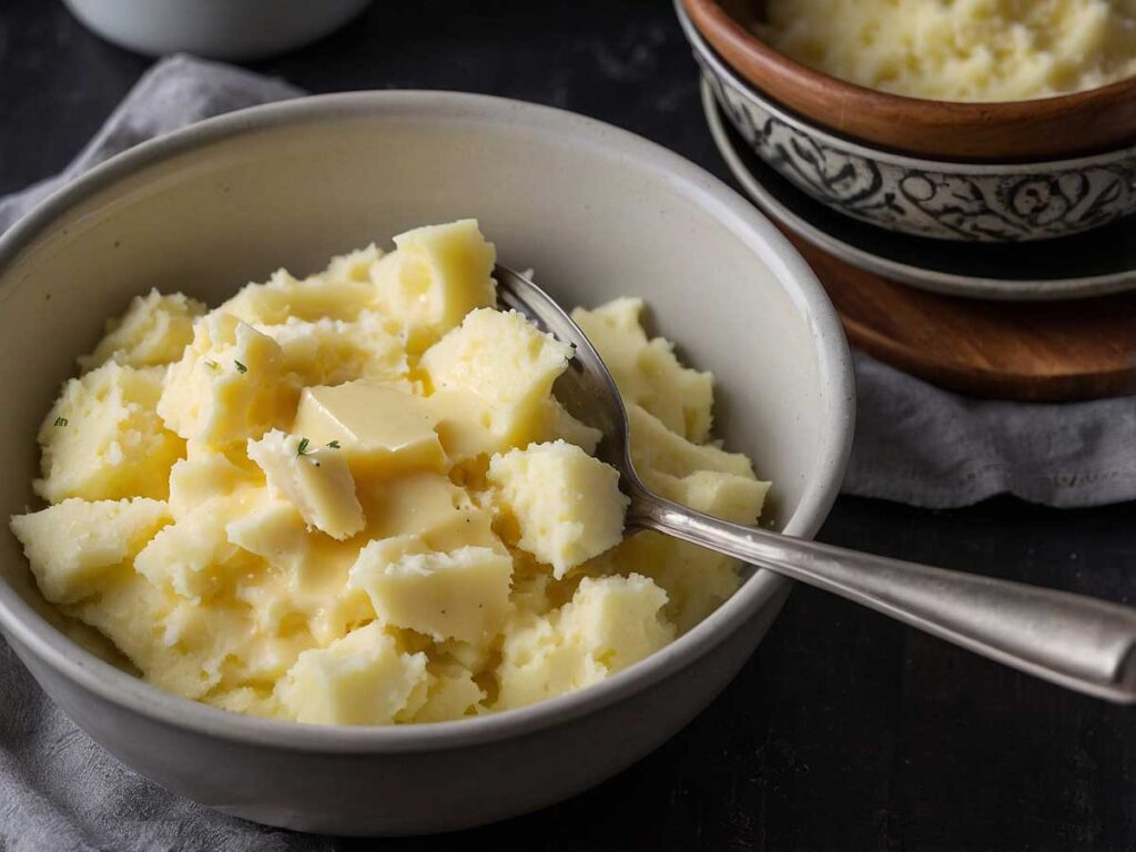 Adding butter and cream to mashed potatoes for extra creaminess