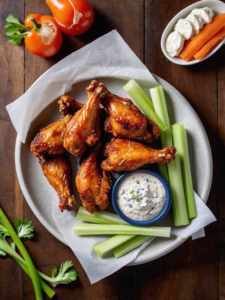 Crispy Perdue chicken wings freshly cooked in air fryer