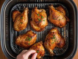 Flipping chicken thighs in air fryer