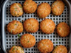 Flipping Salmon Croquettes Halfway