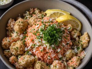 Mixing Ingredients for Salmon Croquettes