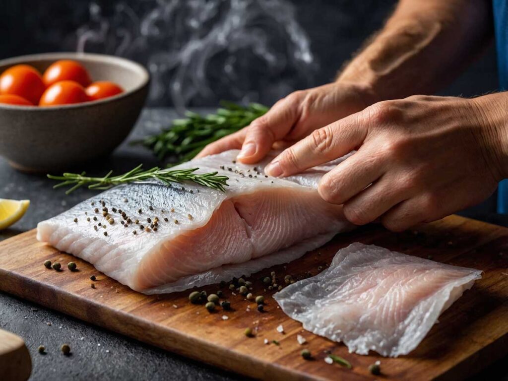 Patting Dry and Seasoning Fish Fillets