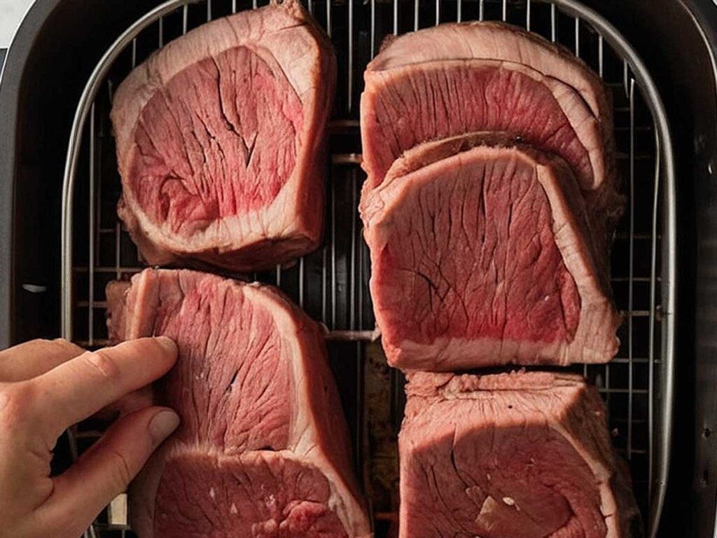 Placing Beef in Air Fryer