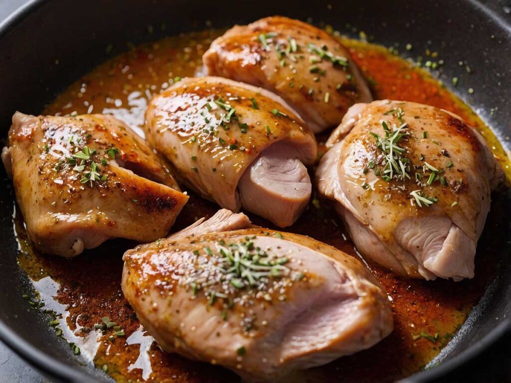 Seasoning chicken thighs with spices