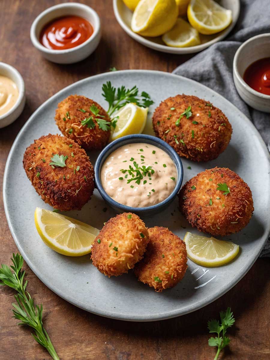 Serving Salmon Croquettes with Dipping Sauces