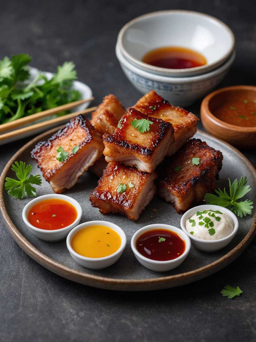 Crispy Pork Belly Bites Freshly Cooked in Air Fryer